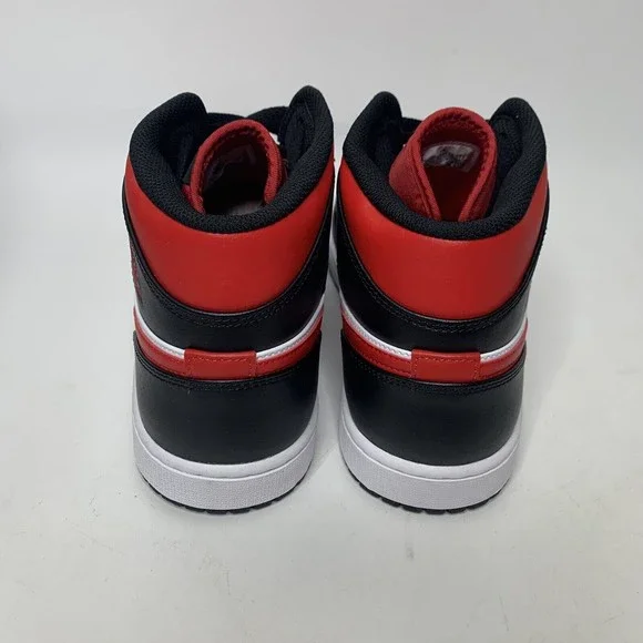 Nike Air Jordan 1 Mid Mens 10.5 'Bred Toe' Red Black White 554724 079 NEW
